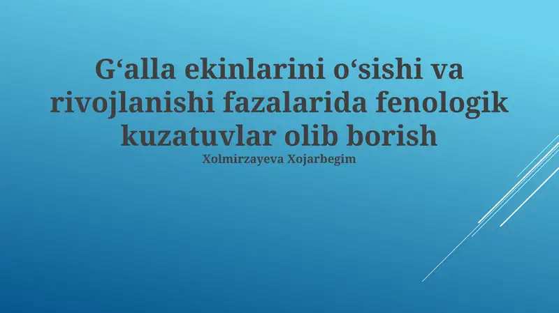 Fenologik kuzatishlar va tahkikotlar