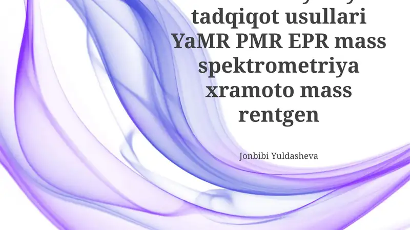 Proton Magnit-Rezonans (PMR) spektroskopiyasi