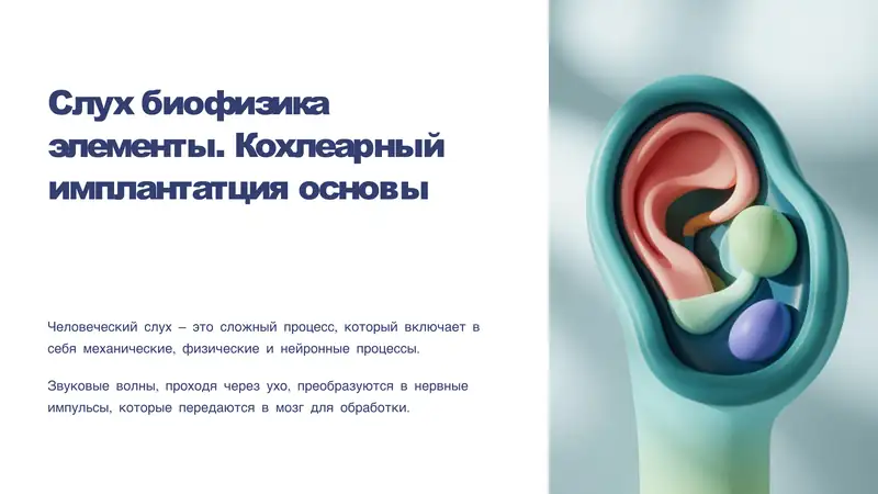 Слух биофизика элементы. Кохлеарный имплантaтция основы