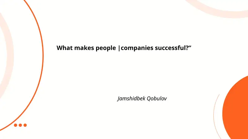 Plan: Clear Vision and Purpose - Jamshidbek Qobulov