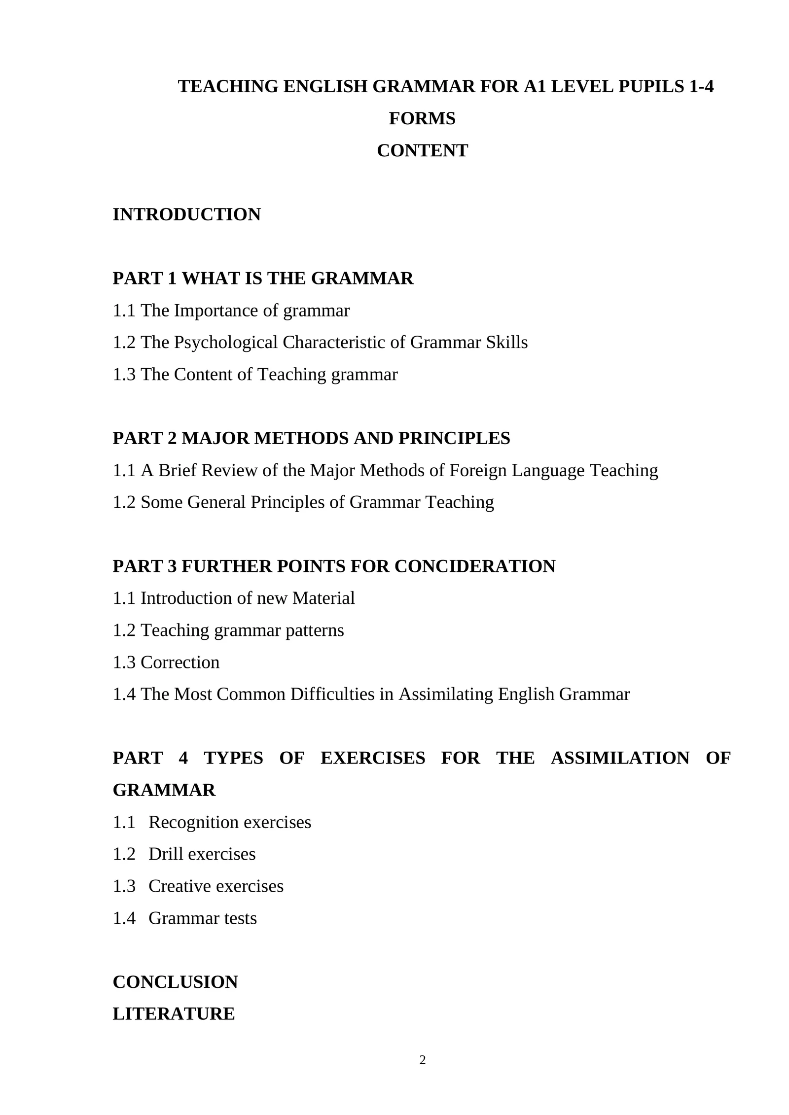 TEACHING ENGLISH GRAMMAR FOR A1 LEVEL PUPILS 1-4 FORMS