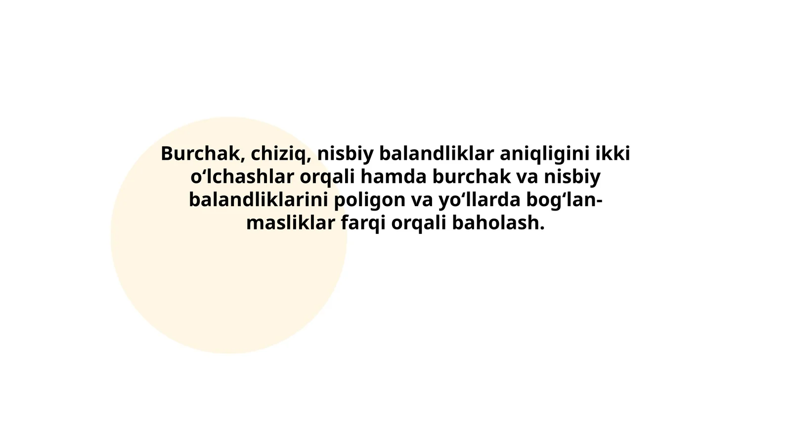 Burchak, chiziq, nisbiy balandliklar