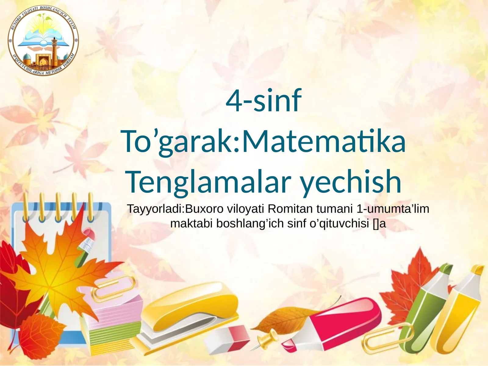 Matematika Tenglamalar yechish
