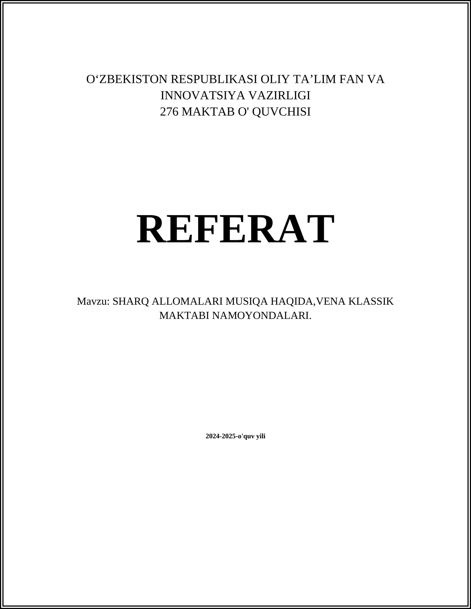 SHARQ ALLOMALARI MUSIQA HAQIDA,VENA KLASSIK MAKTABI NAMOYONDALARI