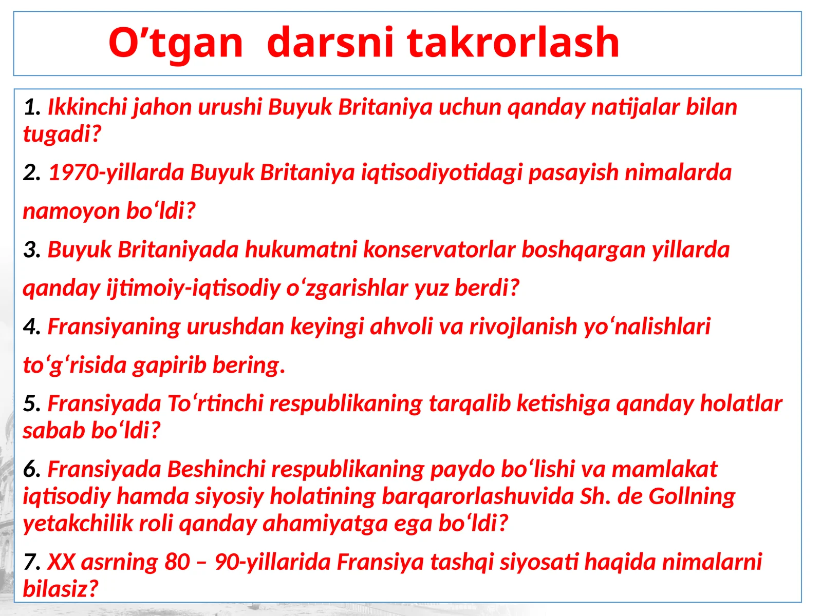 O’tgandarsnitakrorlash