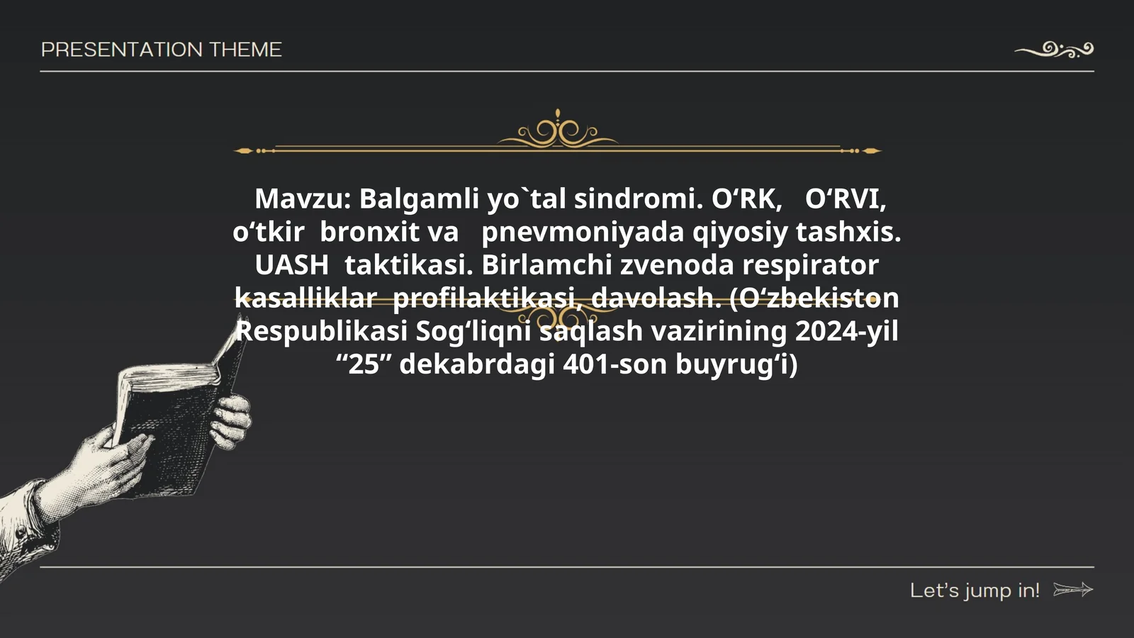 Balgamli yo`tal sindromi. O‘RK,   O‘RVI, o‘tkir  bronxit va   pnevmoniyada qiyosiy tashxis. UASH  taktikasi. Birlamchi zvenoda respirator kasalliklar  profilaktikasi, davolash