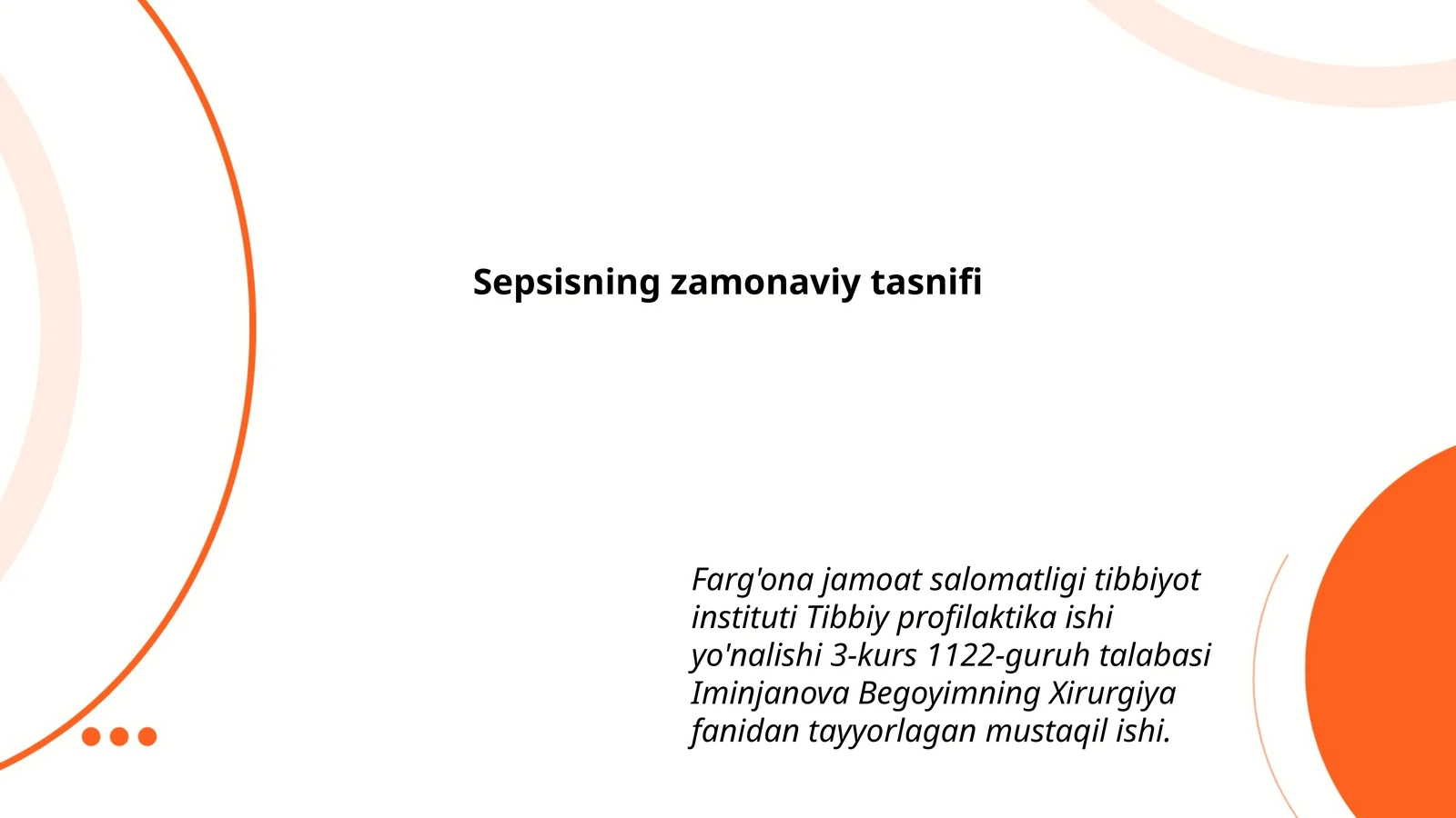 Sepsisning zamonaviy tasnifi