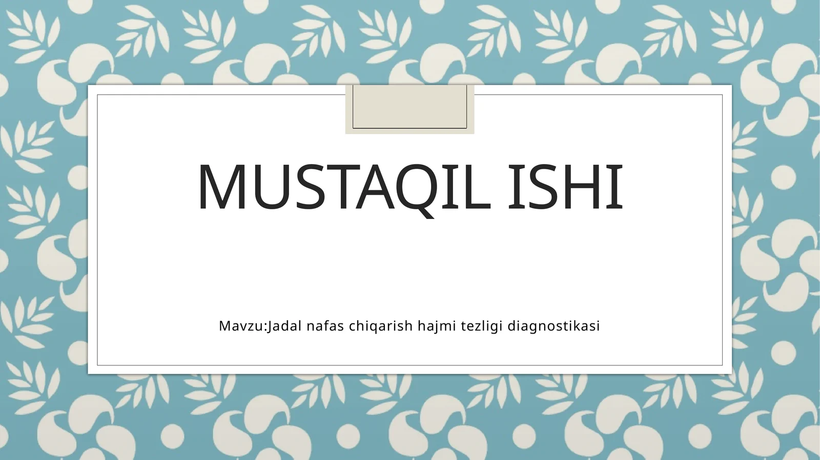Jadal nafas chiqarish hajmi tezligi diagnostikasi