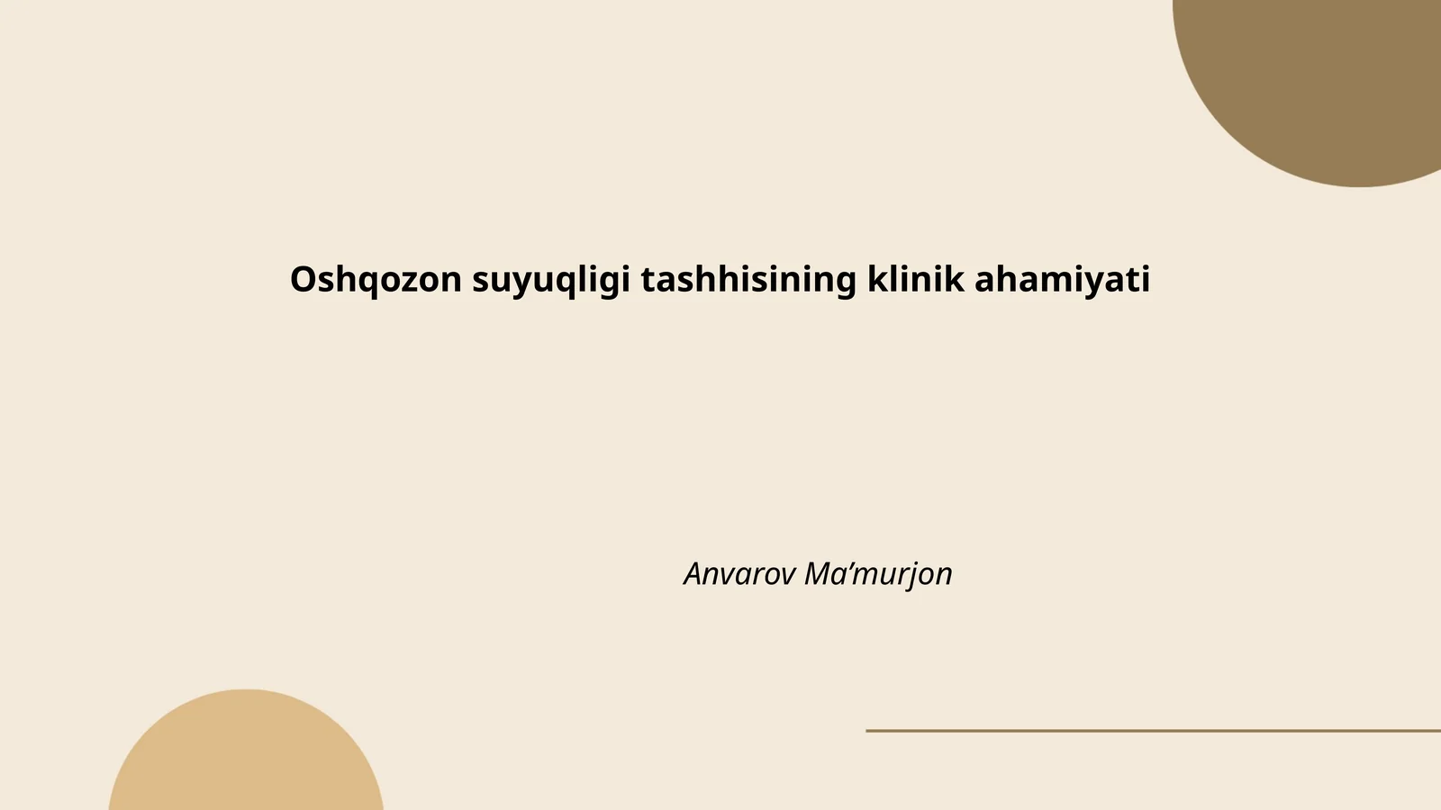 Oshqozon suyuqligi tashhisining klinik ahamiyati