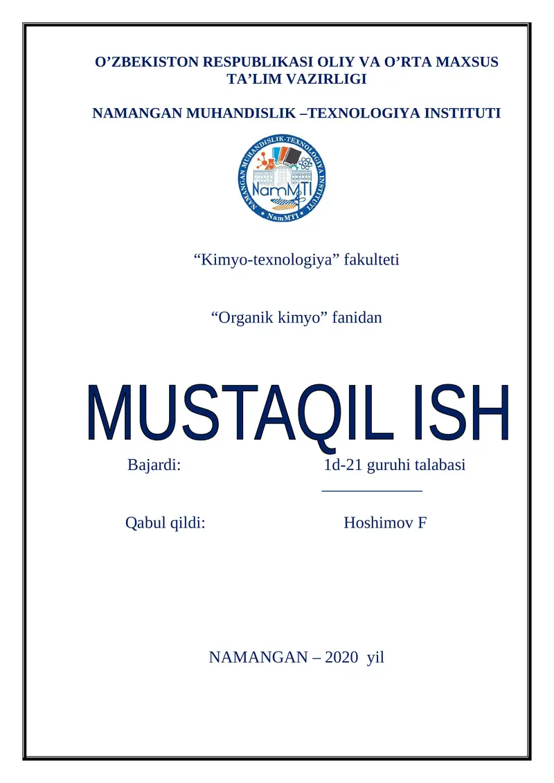 Alkinlar. Tuzulishi Izomeriyasi nomenklaturasi