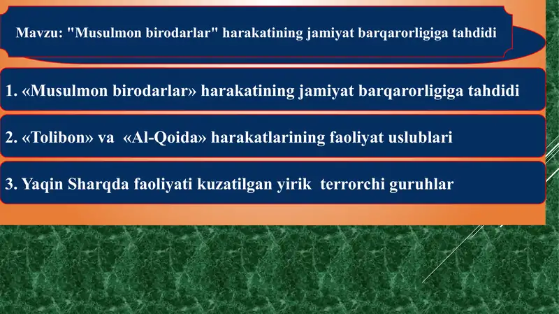 Musulmon Musulmon birodarlar harakatining jamiyat barqarorligiga tahdidi