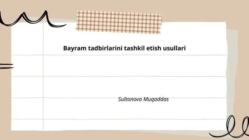 Bayram tadbirlarini tashkil etish usullari