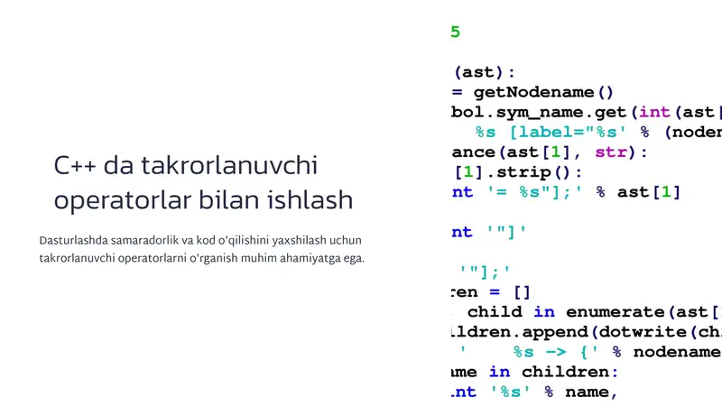 C++ da takrorlanuvchi operatorlar bilan ishlash