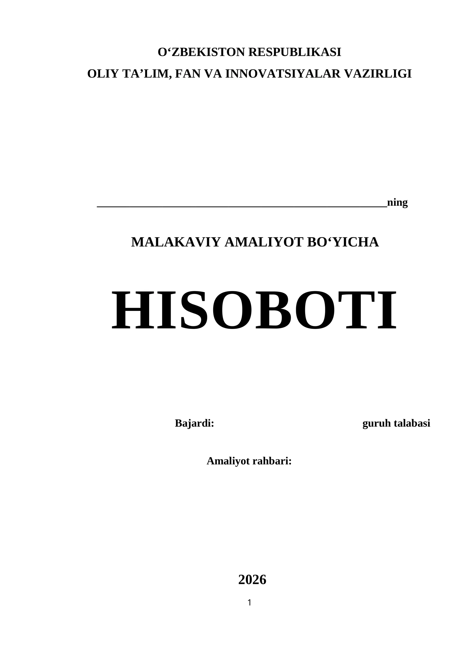 Mahalla amaliyot hisoboti namuna