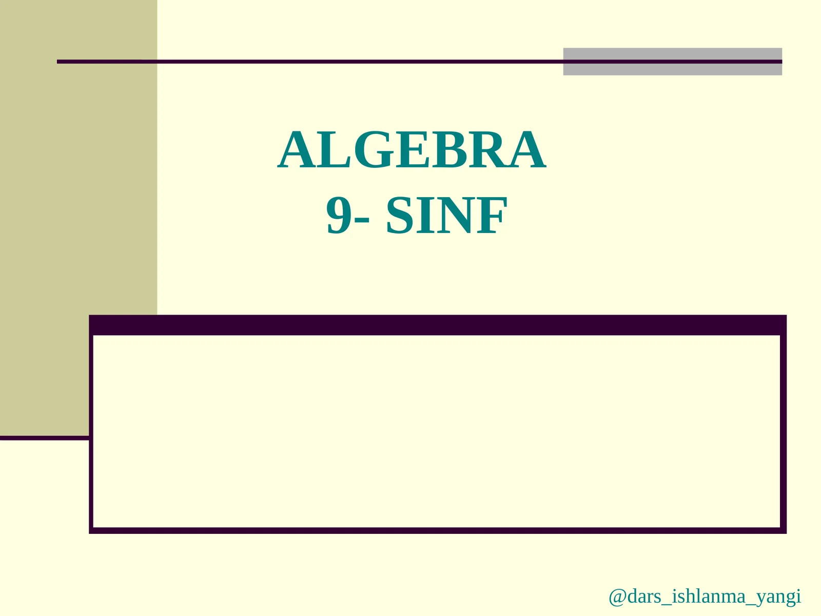 ALGEBRA9- SINF
