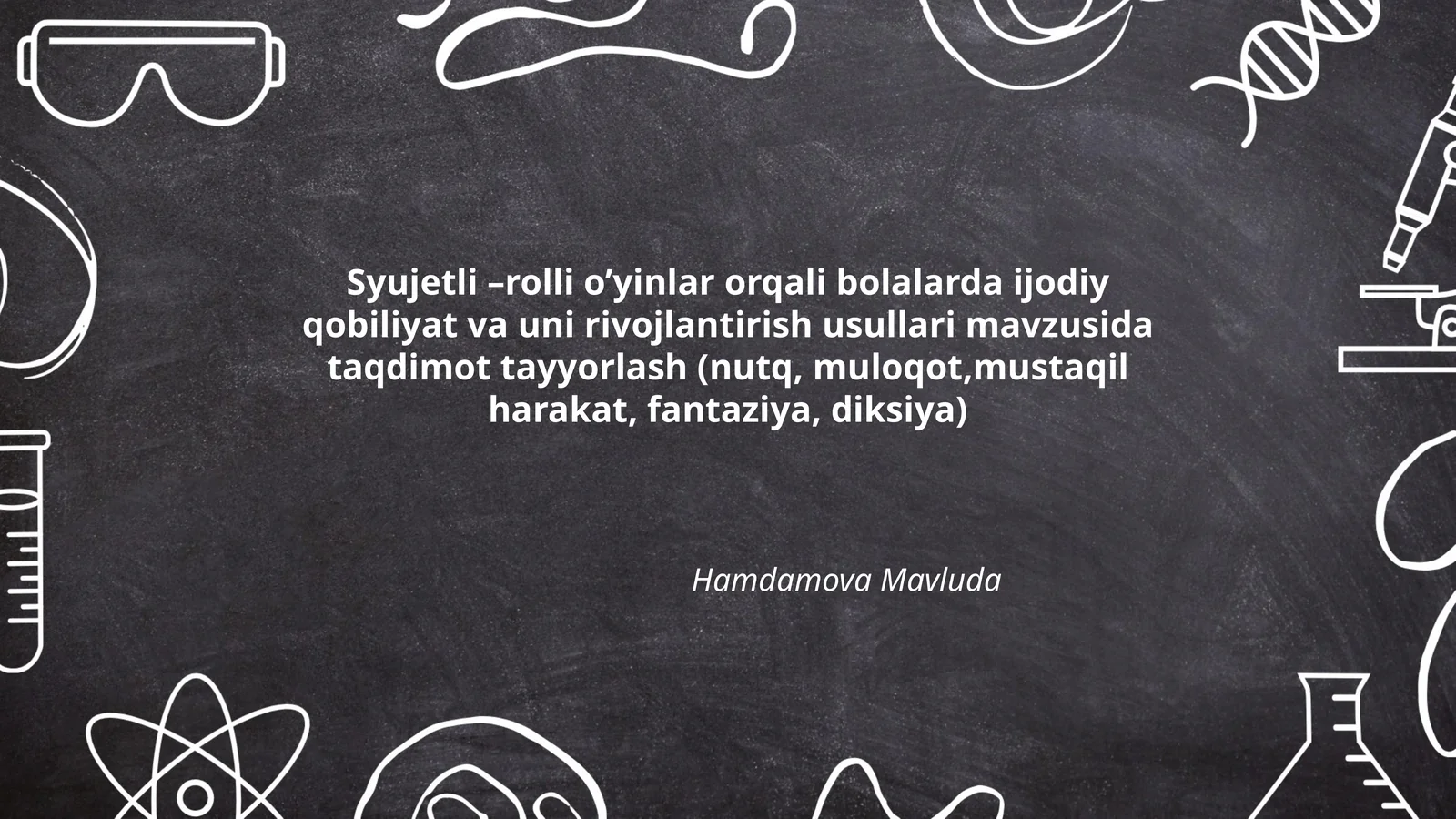Syujetli –rolli o’yinlar orqali bolalarda ijodiy qobiliyat va uni rivojlantirish usullari mavzusida taqdimot tayyorlash