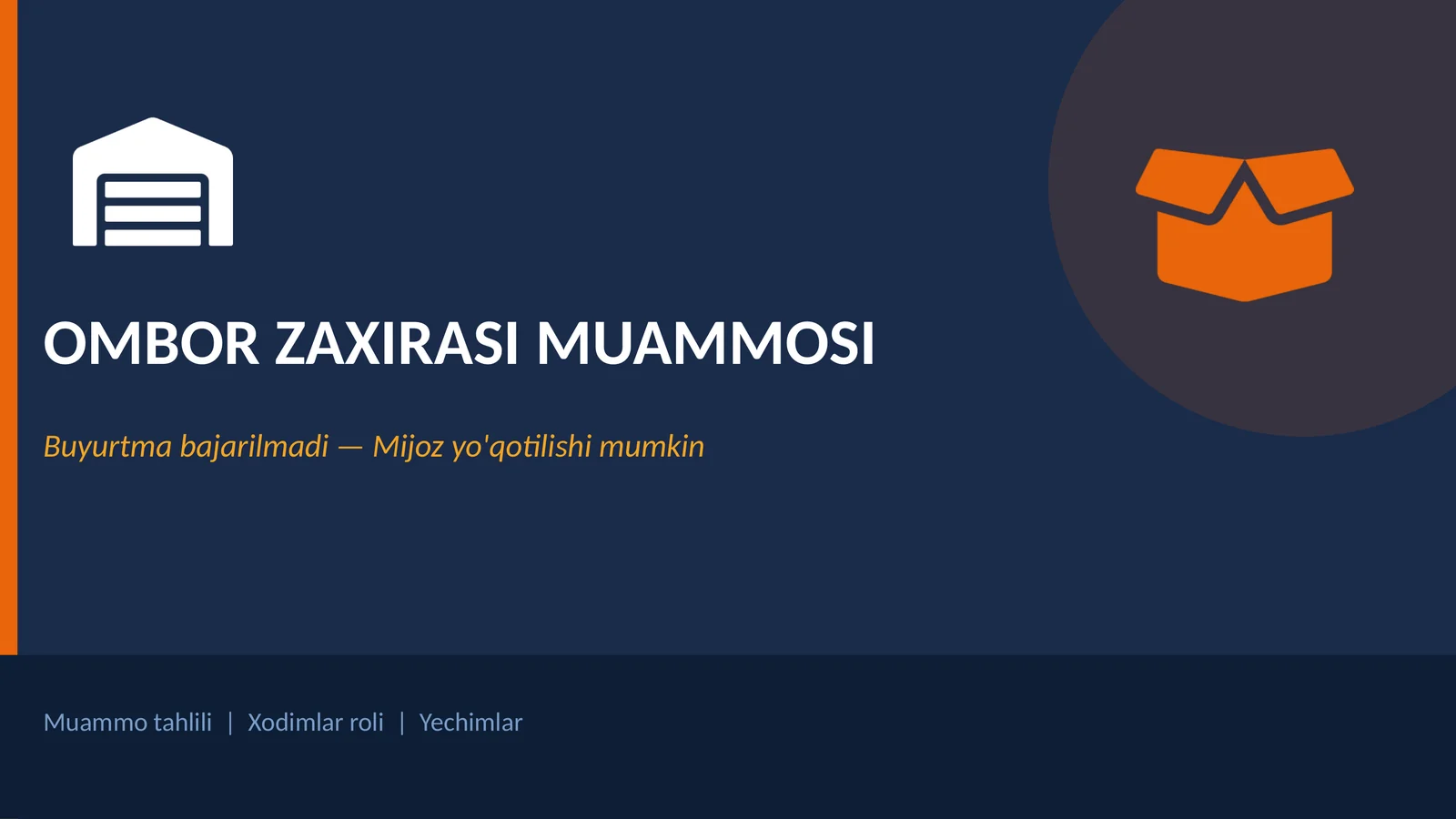 OMBOR ZAXIRASI MUAMMOSI