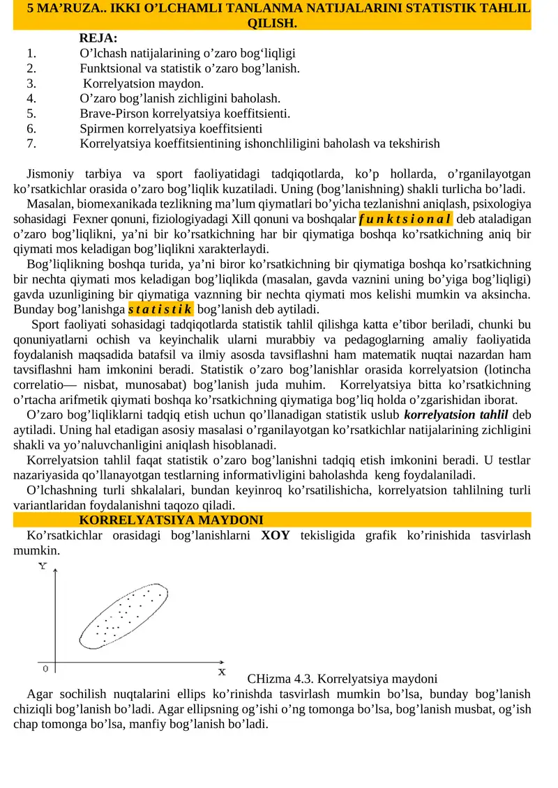 IKKI O’LCHAMLI TANLANMA NATIJALARINI STATISTIK TAHLIL QILISH
