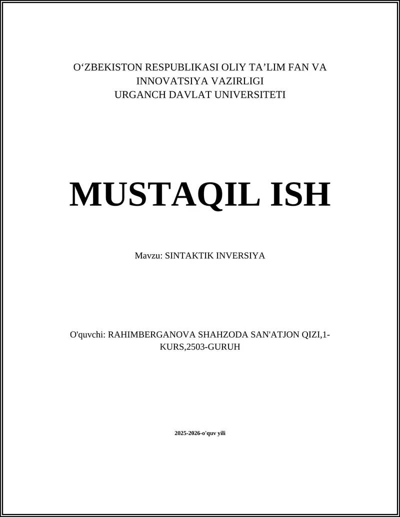 SINTAKTIK INVERSIYA