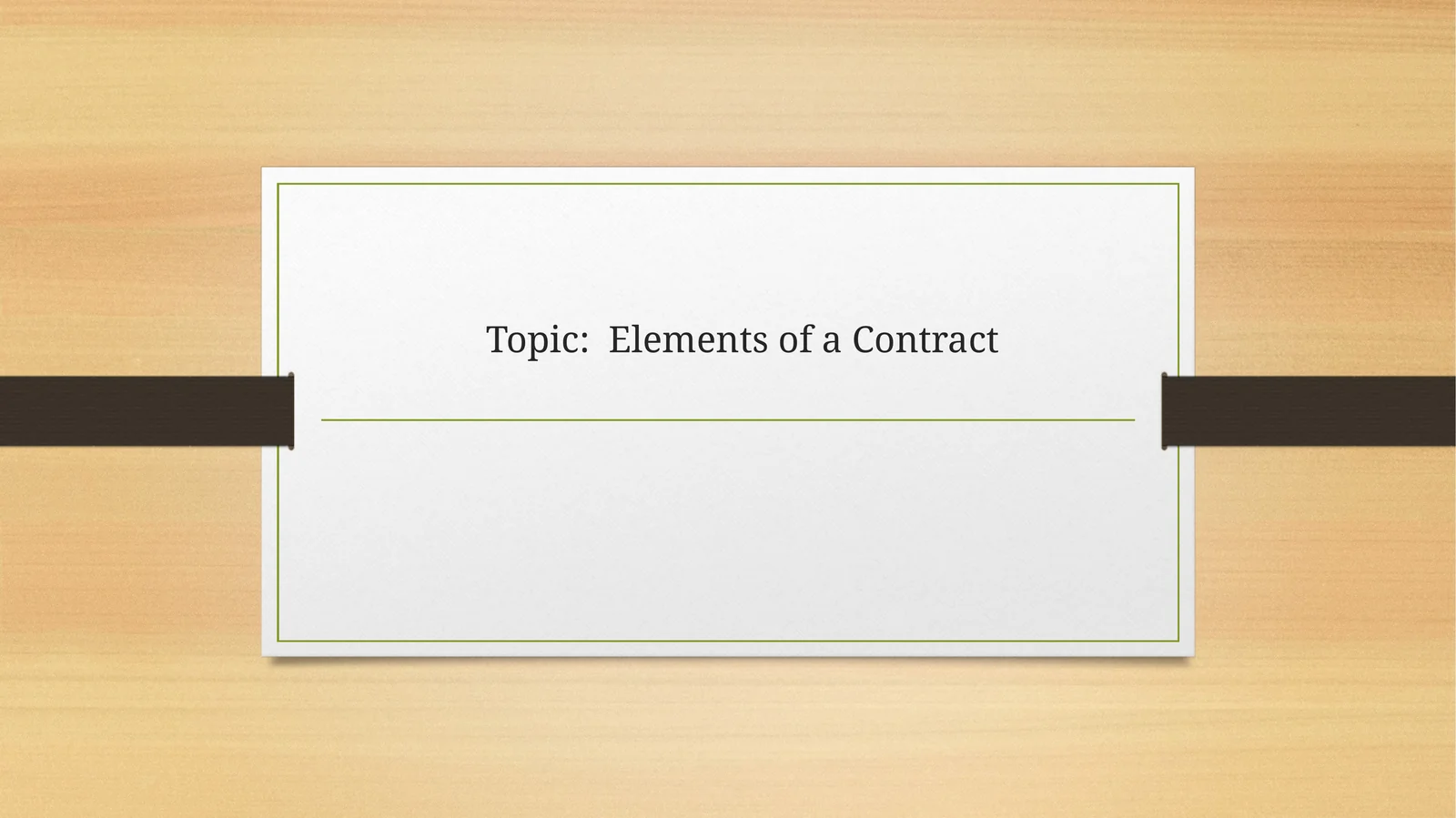 Elements of a Contract