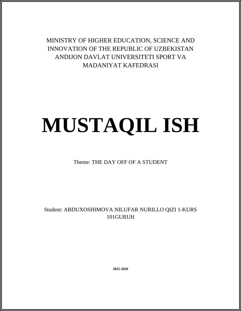 The Day Off of a Student