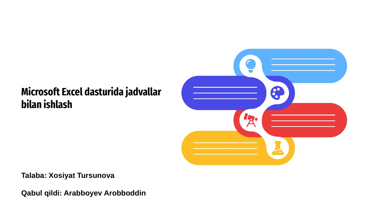 Microsoft Excel dasturida jadvallar bilan ishlash