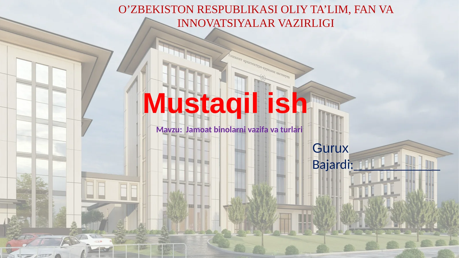 Jamoatbinolarni vazifa va turlari mavzusida tayyor taqdimot