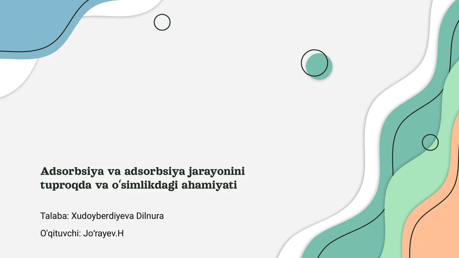 Adsorbsiya va adsorbsiya jarayonini tuproqda va oʻsimlikdagi ahamiyati