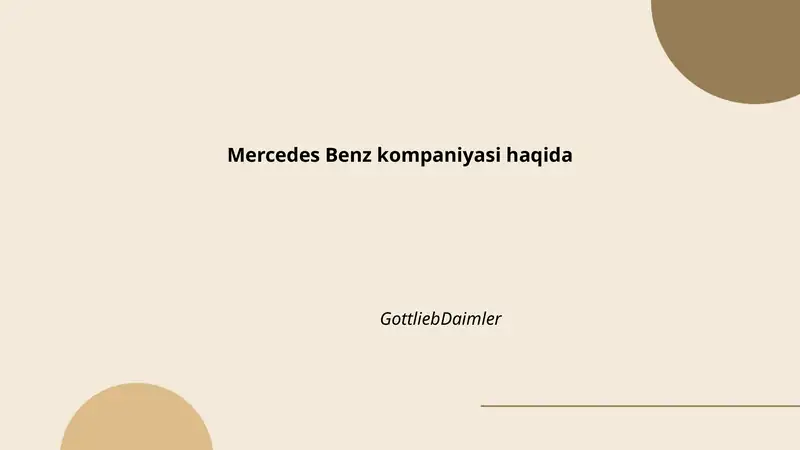 Mercedes Benz kompaniyasining tarixi