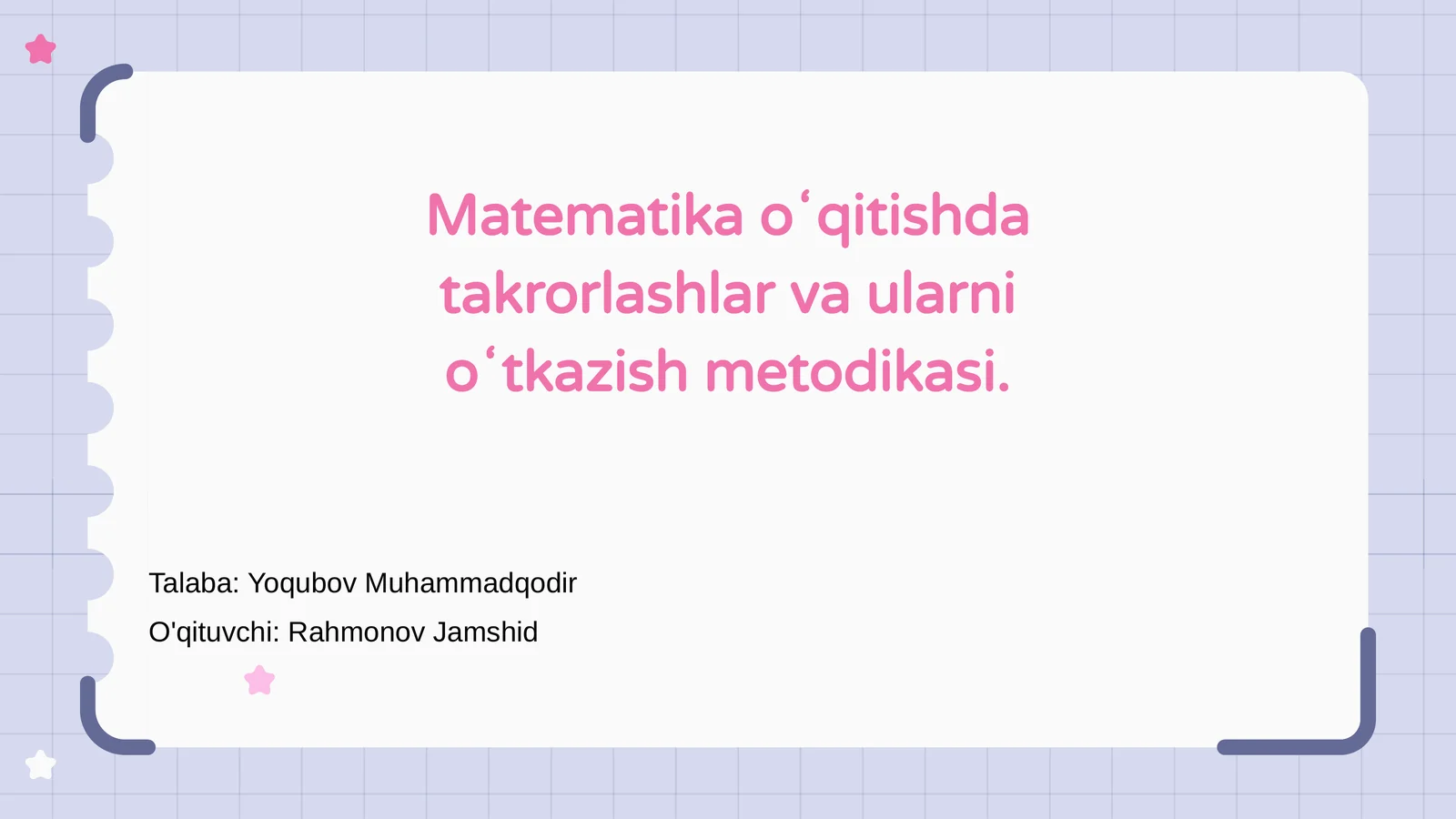 Matematikada takrorlash metodikasi