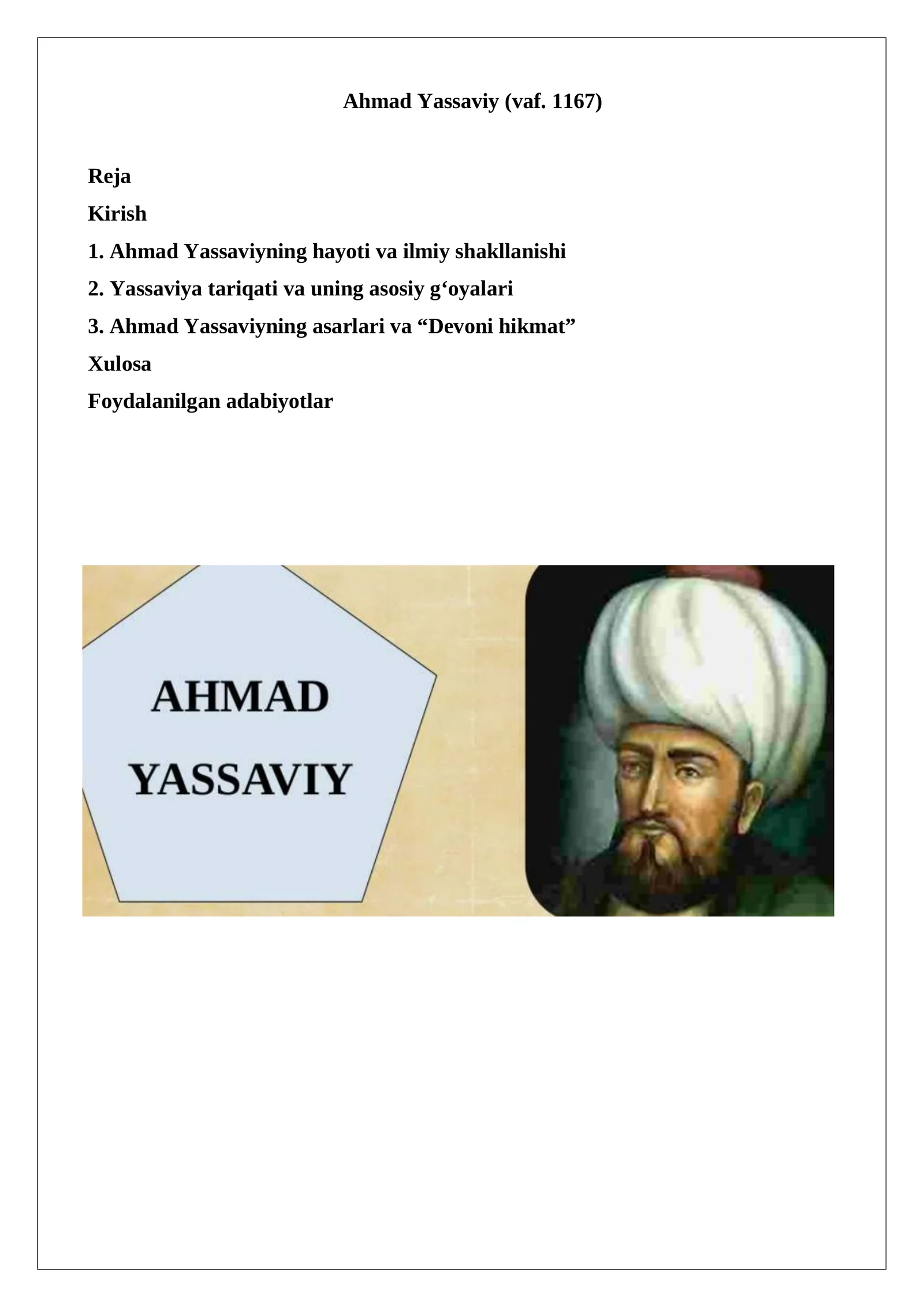 Ahmad Yassaviy (vaf. 1167)