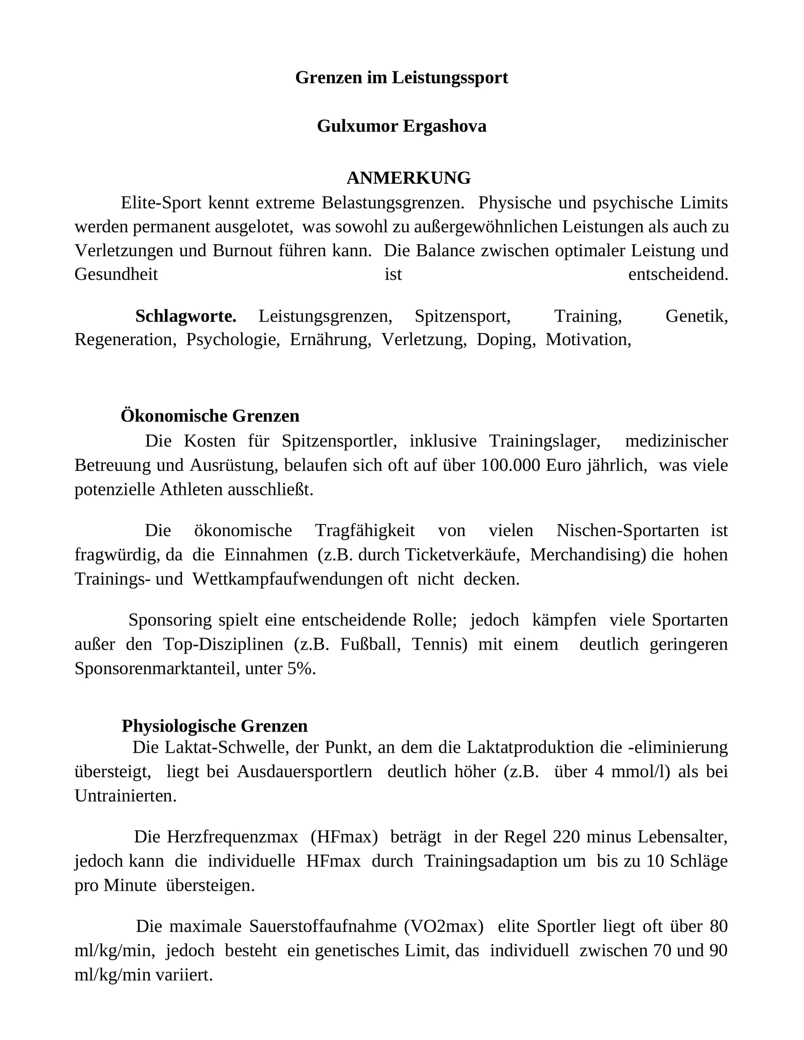 Grenzen im Leistungssport