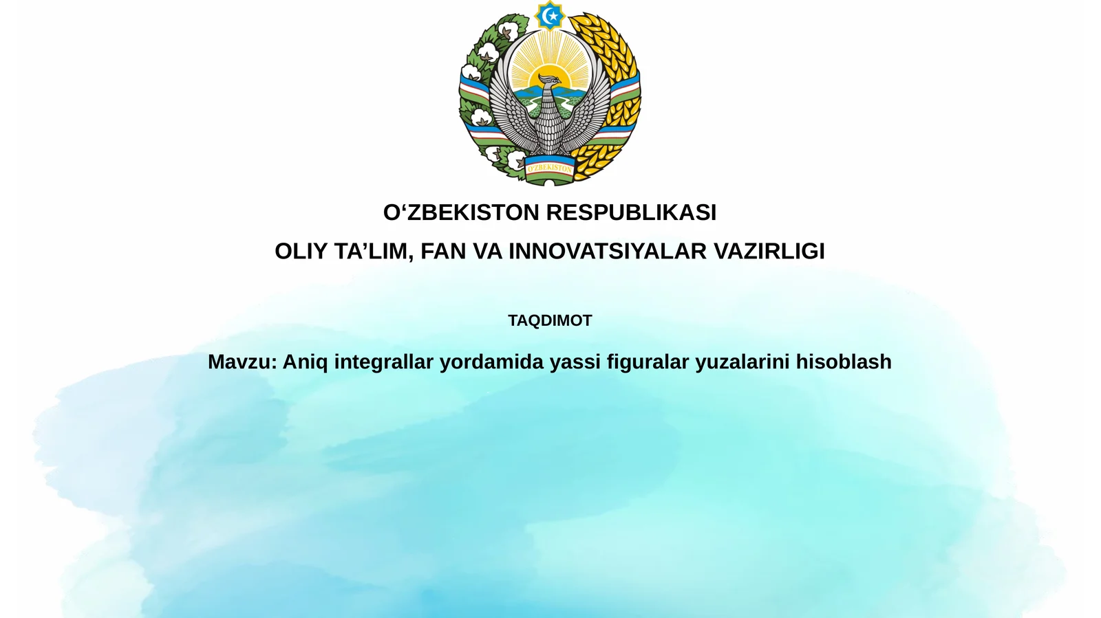 Aniq integrallar yordamida yuzasi figuralar yuzalarni hisoblash