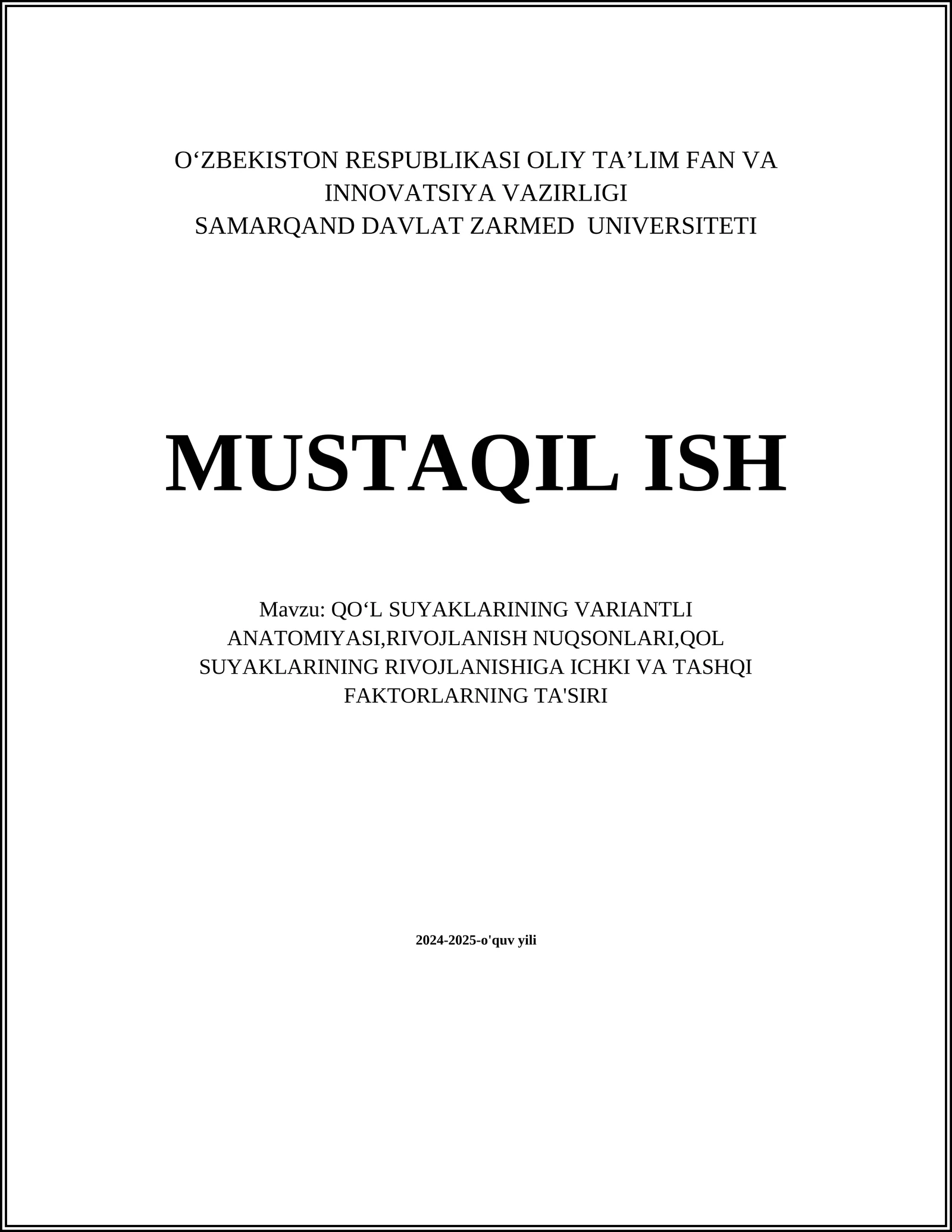 Qoʻl Suyaklarining Variantli Anatomiyasi