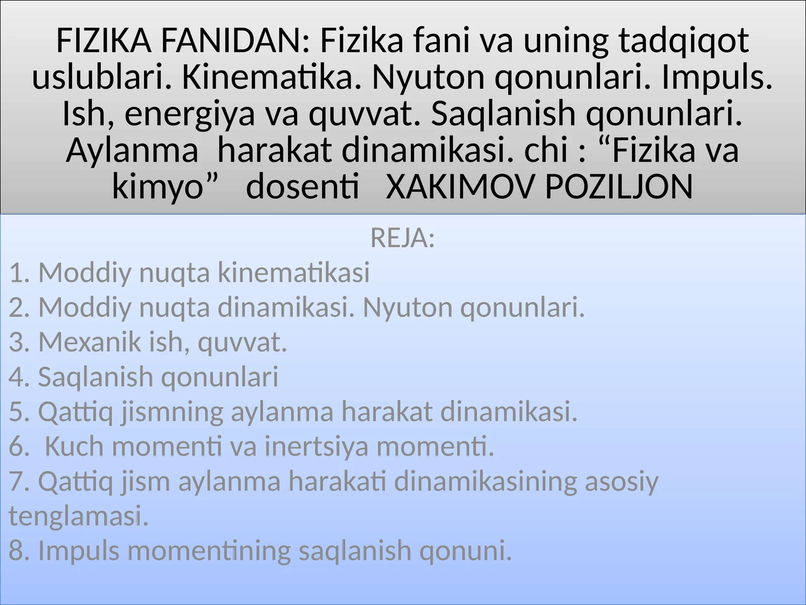 FIZIKA FANIDAN