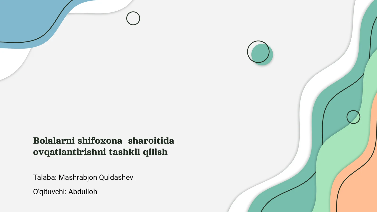 Bolalarni shifoxona sharoitida ovqatlantirishni tashkil qilish
