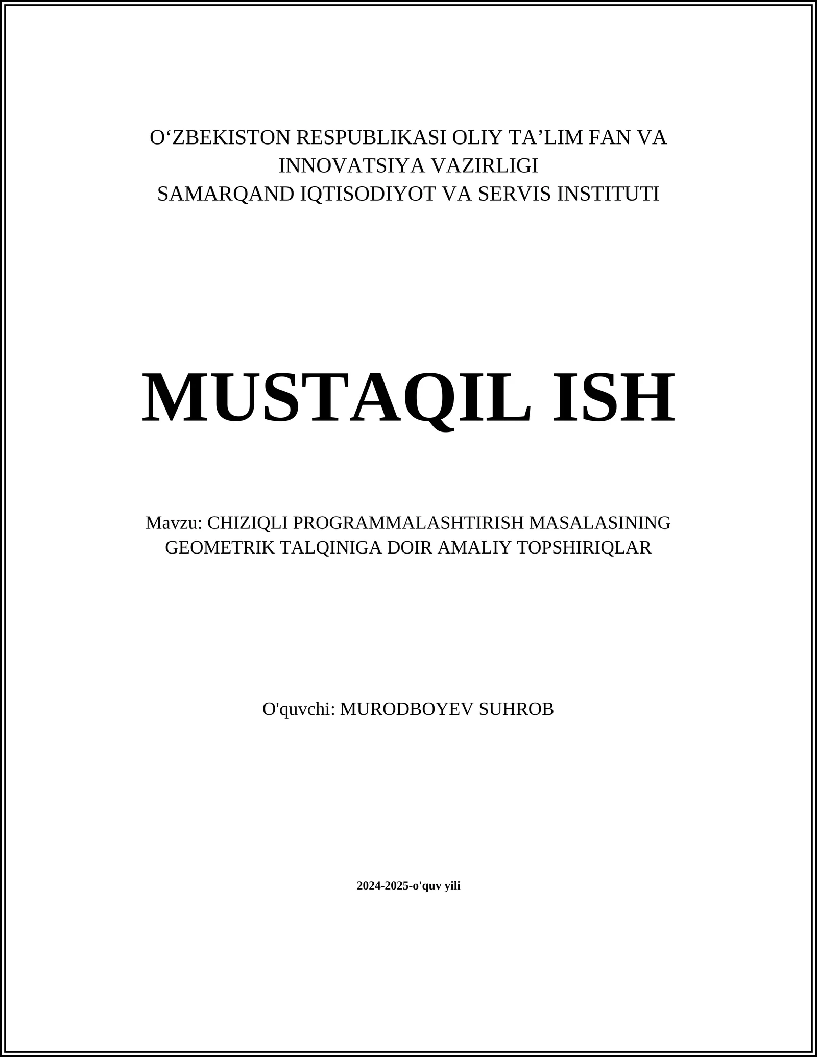 CHIZIQLI PROGRAMMALASHTIRISH