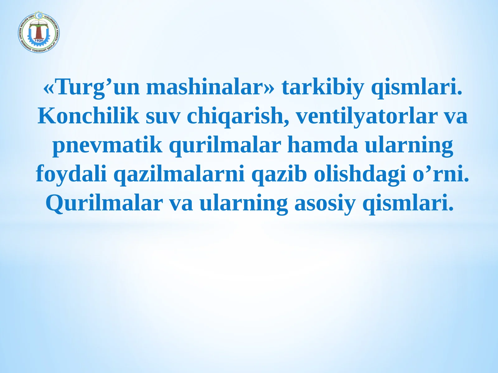 «Turg’un mashinalar» tarkibiy qismlari