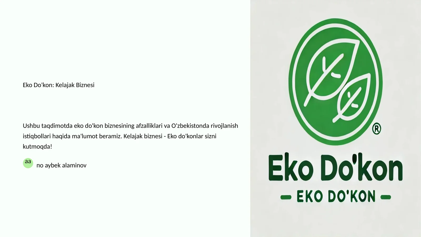 Eko Do'kon: Kelajak Biznesi