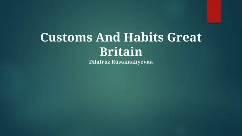 Odatlar va Odamda Odob-axloq: Britaniya misollari