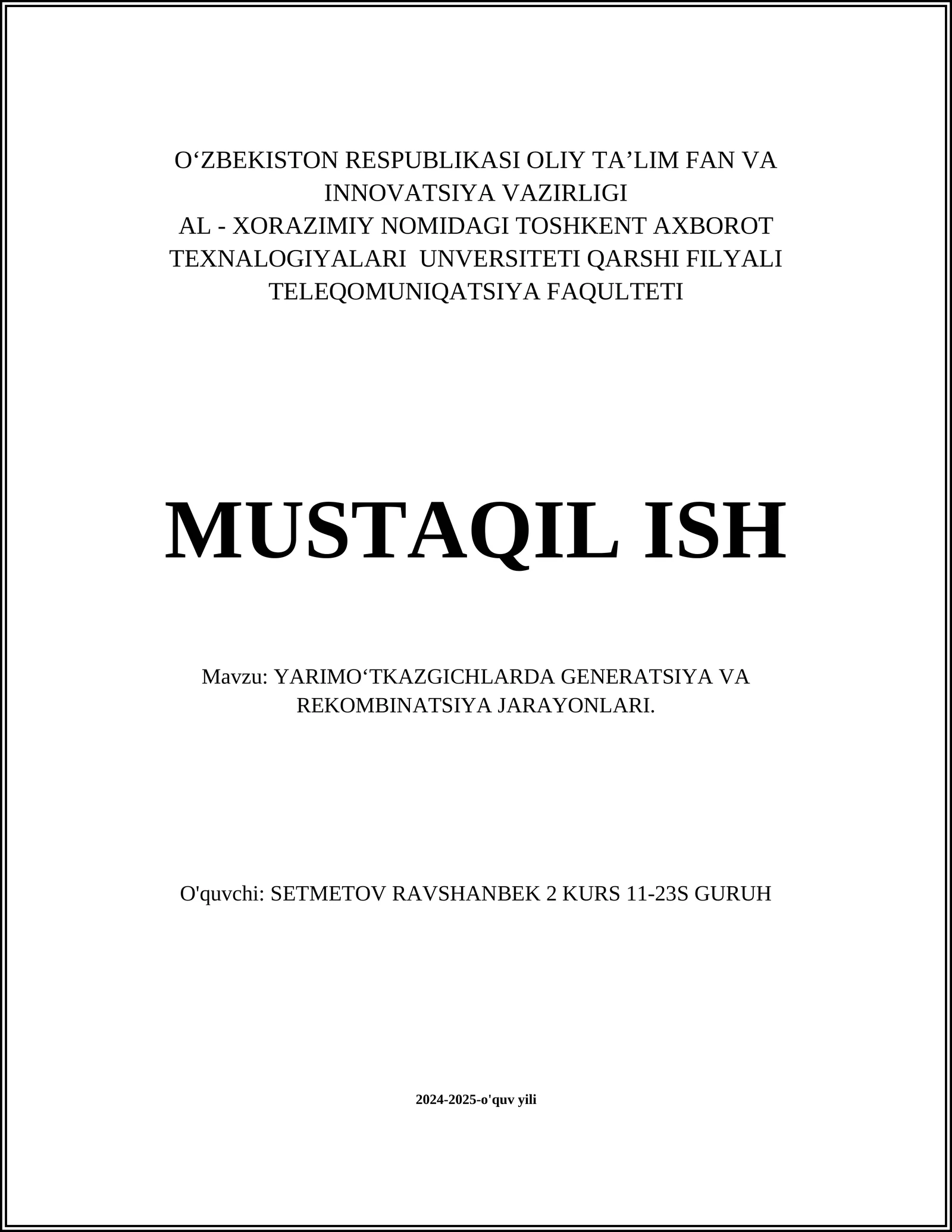 YARIMO‘TKAZGICHLARDA GENERATSIYA VA REKOMBINATSIYA JARAYONLARI
