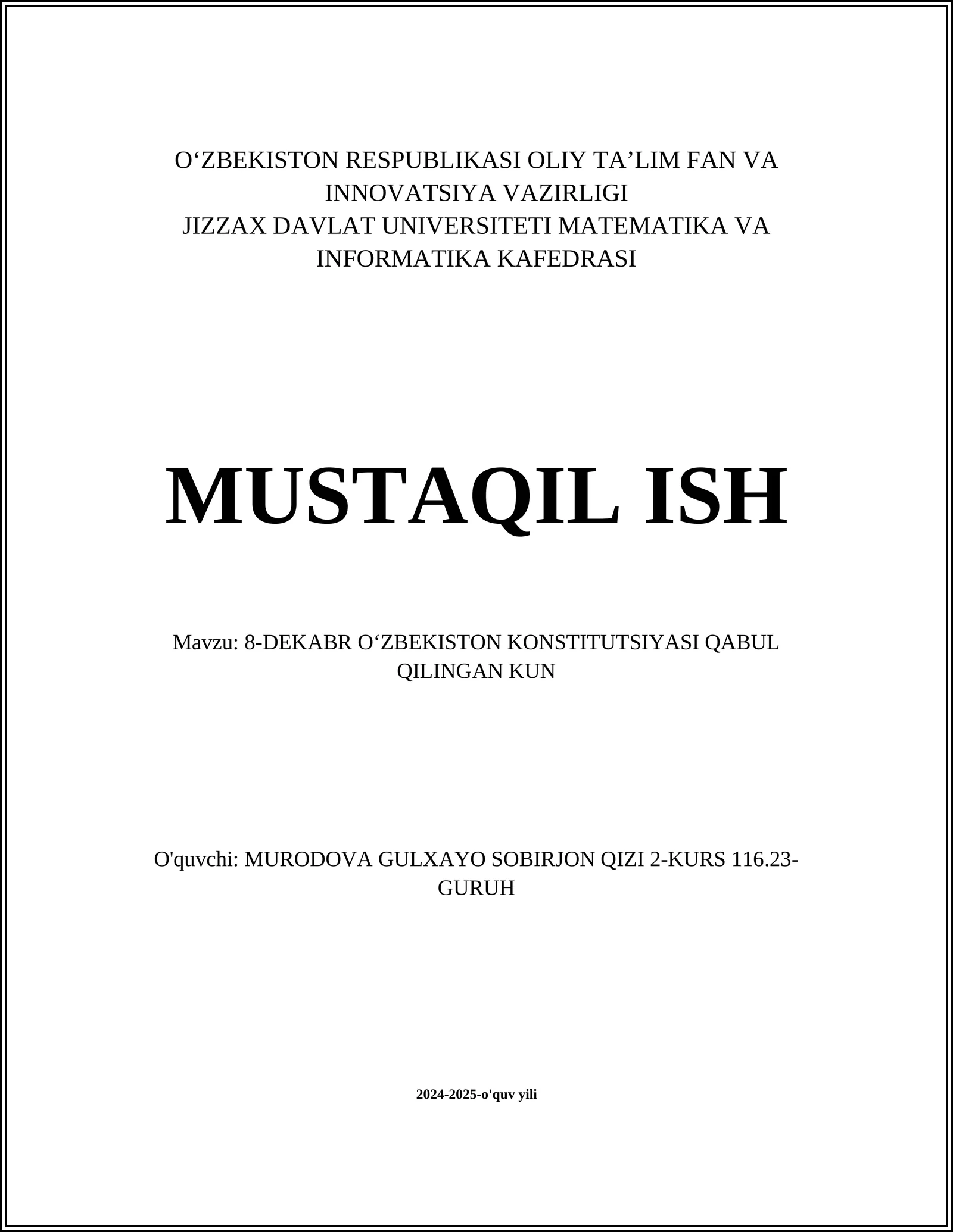 8-DEKABR OʻZBEKISTON KONSTITUTSIYASI QABUL QILINGAN KUN