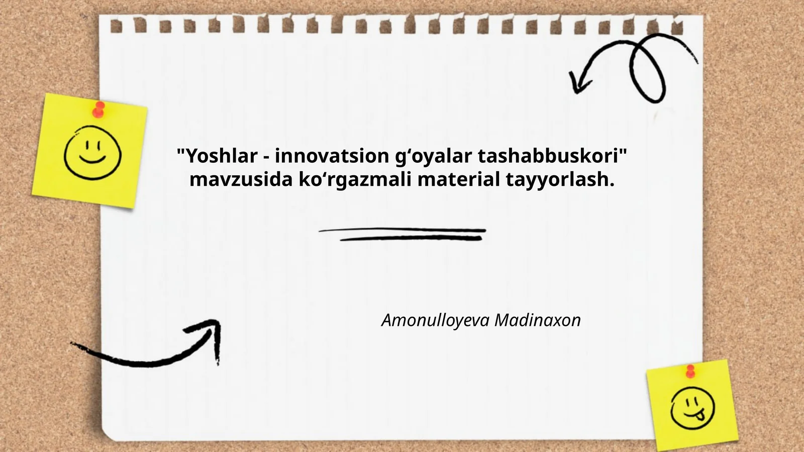 Yoshlar - innovatsion gʻoyalar tashabbuskori: ko‘rgazma uchun kirish paneli