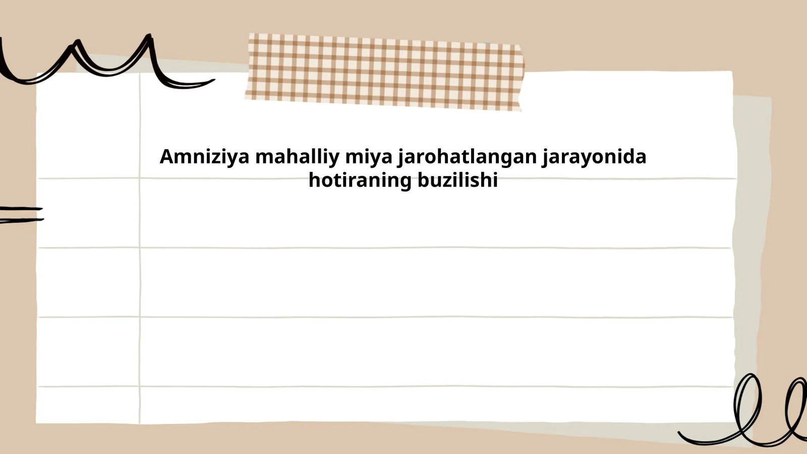 Amniziya mahalliy miya jarohatlangan jarayonida hotiraning buzilishi