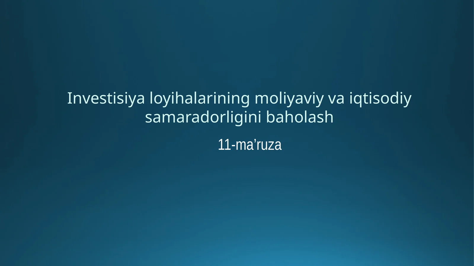 11-ma’ruza