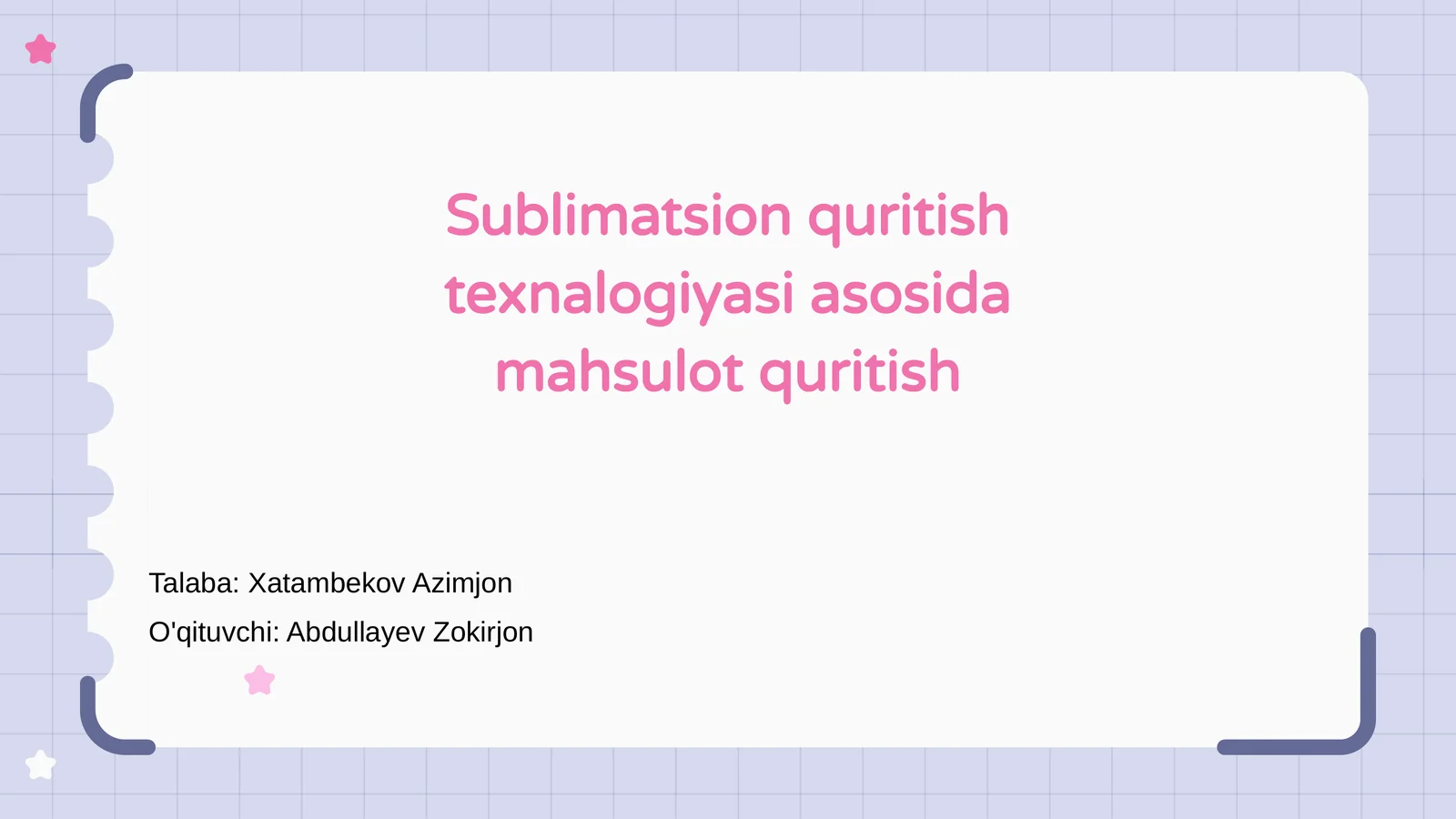 Sublimatsion quritish texnalogiyasi