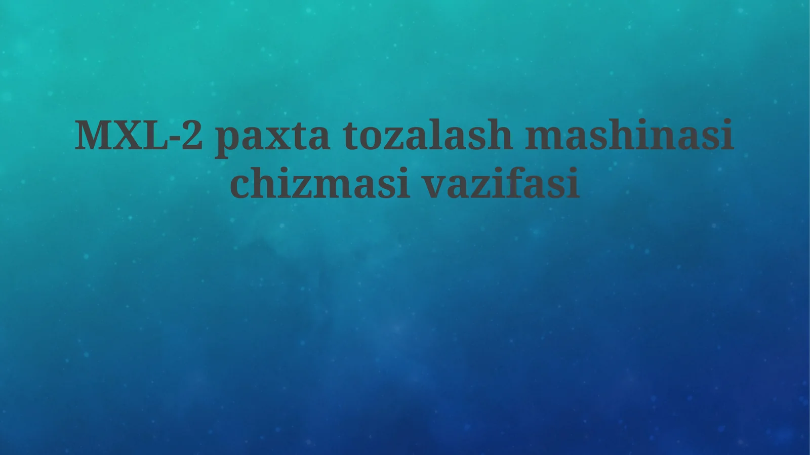 Mxl-2 Paxta Tozalash Mashinasining Chizmasi