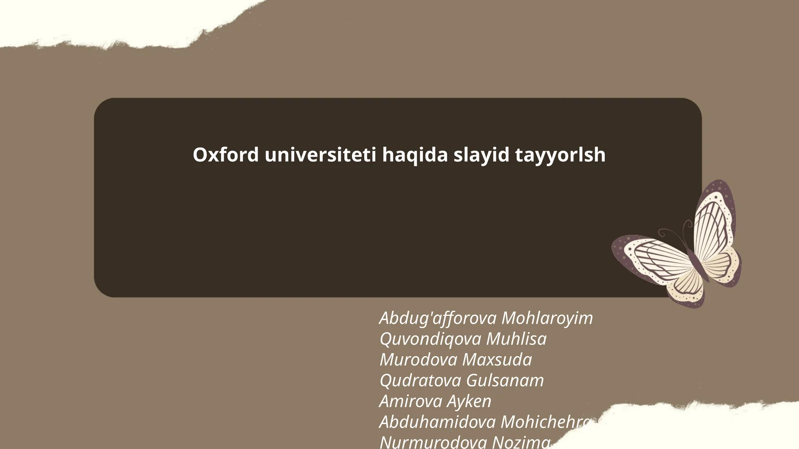 Oxford universiteti haqida slayid tayyorlsh