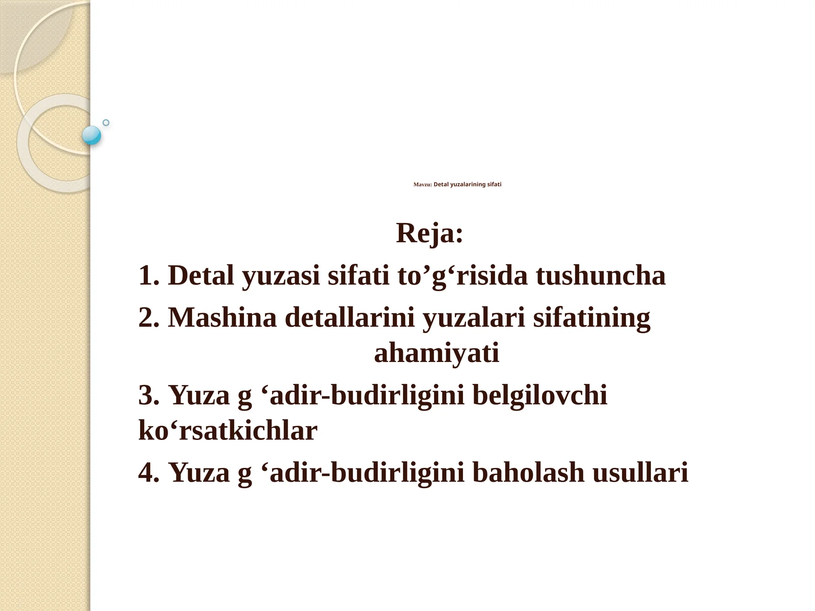 Detalyuzalarining sifati