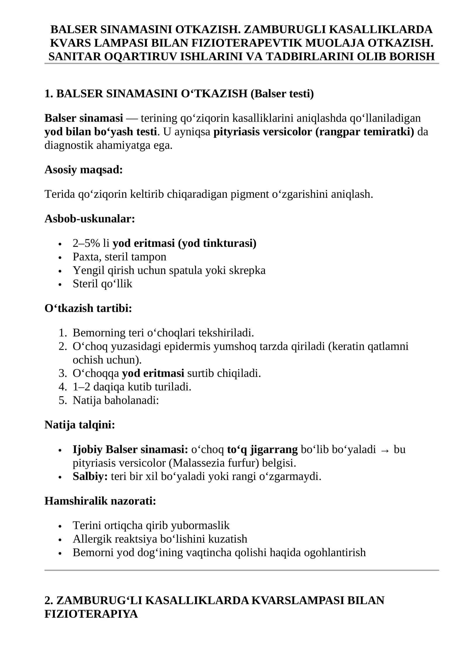 BALSER SINAMASINI OTKAZISH